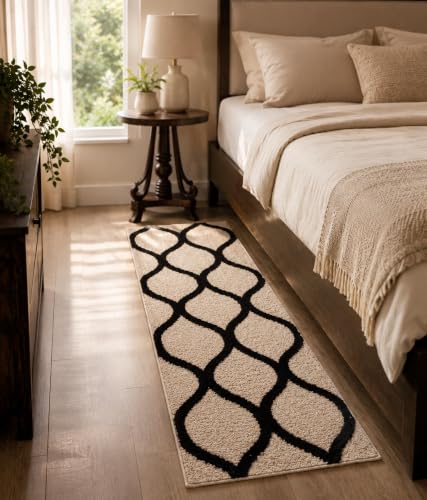Image of Anti Skid Bedside Runner Carpet | Mat for Bedroom, Living Room, Floor and Home Decor (Cream, 2x9)