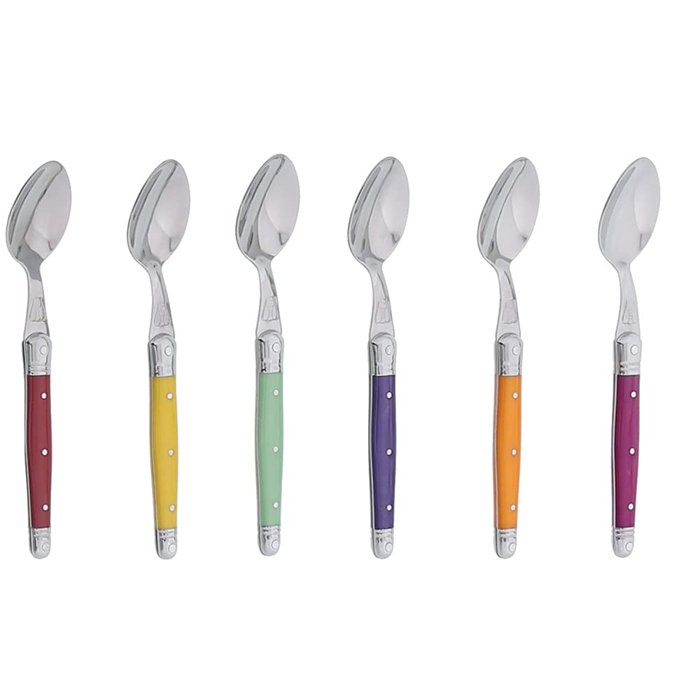 Jean Dubost – Estuche de 6 cucharaditas Laguiole colores de acero inoxidable iridiscentes