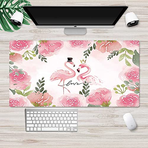 Tapis de souris XXL flamants roses pour un bureau de gamer moderne