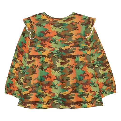 Brown Green Camouflage Girls Shirts Cotton Long Sleeve Ruffle Toddler Tee Tops2