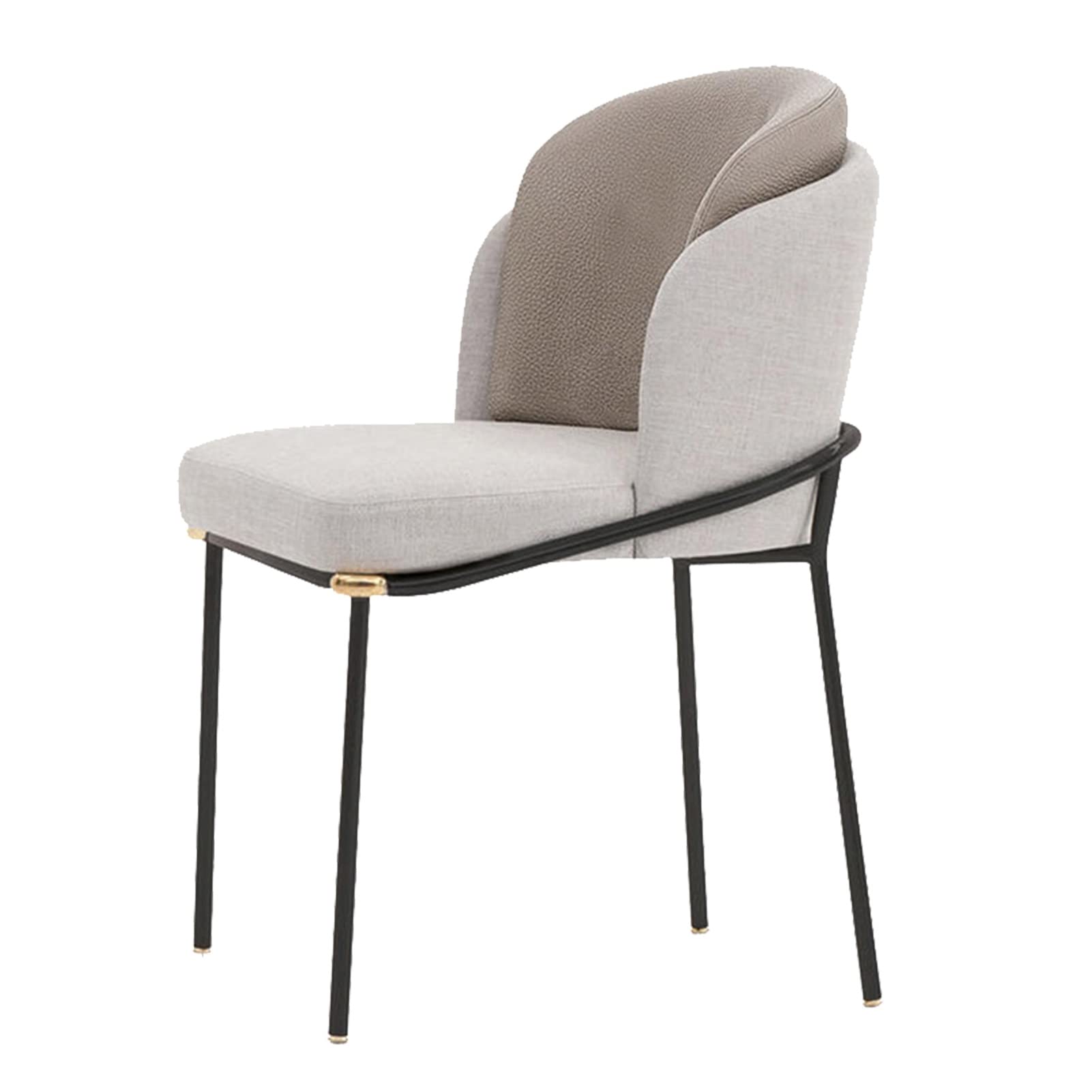 SJIALEN Dining Chair, Household Casual Makeup Stool Hotel Restaurant Backrest Chair Cotton Linen Leather Upholstered Chair Kitchen Chair (Color : Beige+Khaki, Size : 53x59x83cm)