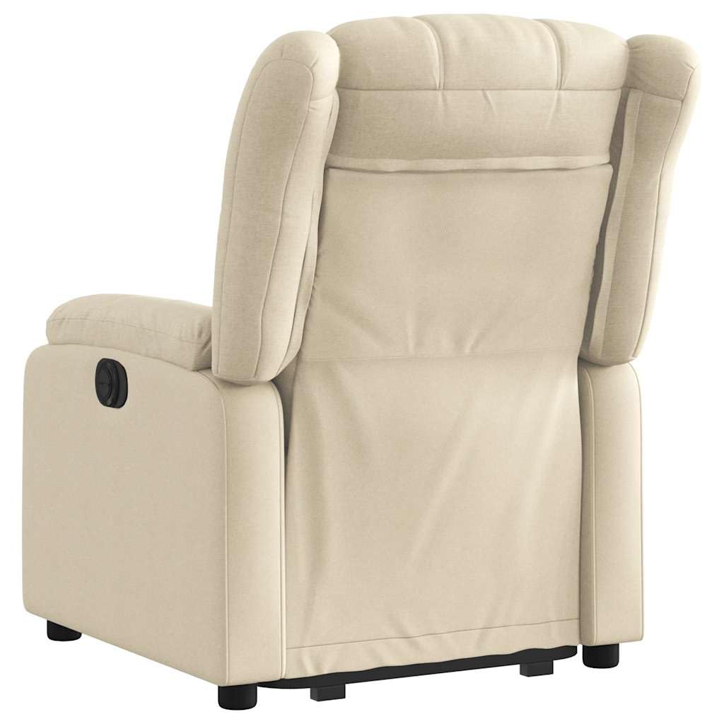 Elektrischer Relaxsessel Creme 78x92x98 cm mit Aufstehhilfe & Liegefunktion bis 135° Bequemer Lesesessel aus Stoff für Wohnzimmer Schlafzimmer und Seniorengerechtes Sitzen
