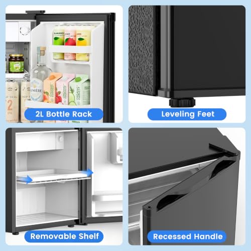 Image of Electactic 1.7 Cu.ft Mini Fridge, Compact Refrigerator, Single Reversible Door, Ultra Quiet, Energy Efficient for Office, Dorm, Bedroom, Apartment, Black