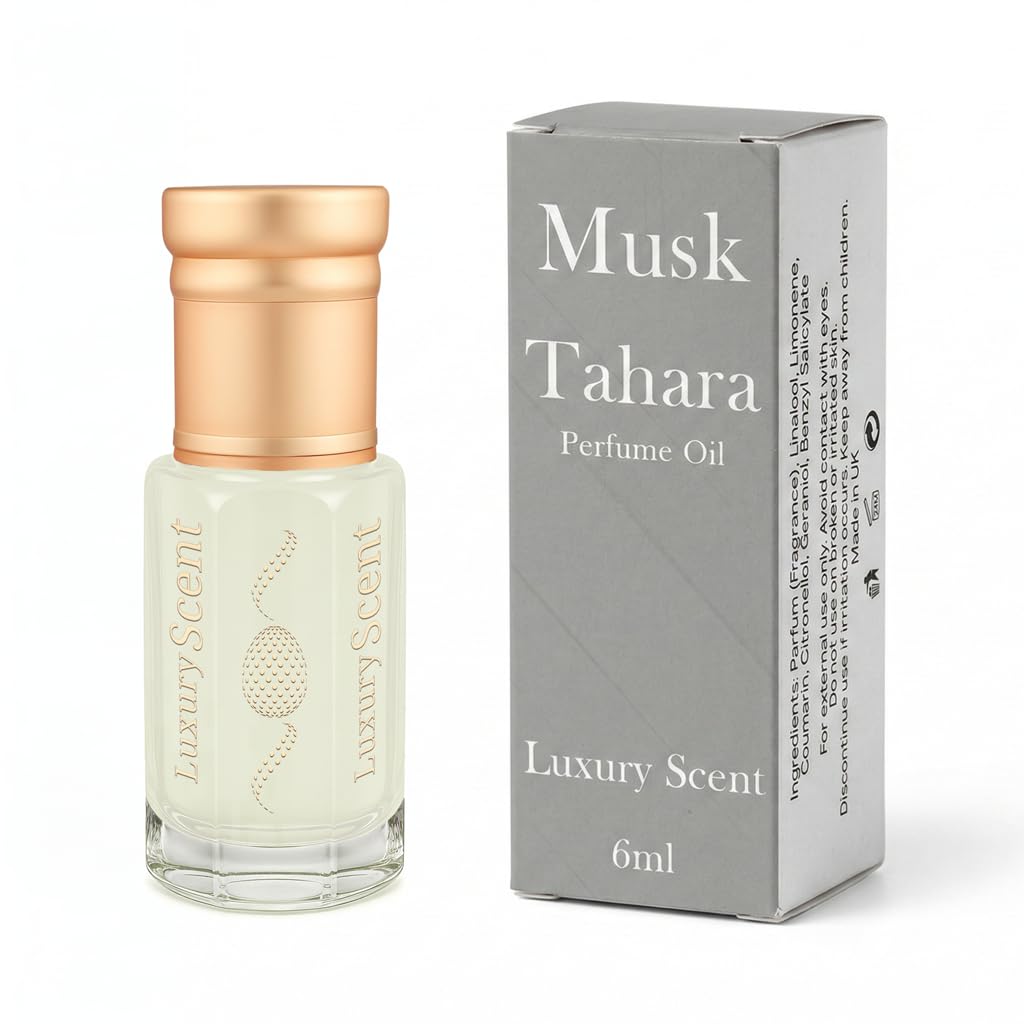 Perfume Oil Musk Tahara 6ml by Luxury Scent - Long Lasting Alcohol-Free Arabian Attar with Creamy Floral Musky Notes – Premium Travel Size Unisex Fragrance for Men & Women, Elegant Gift Choice