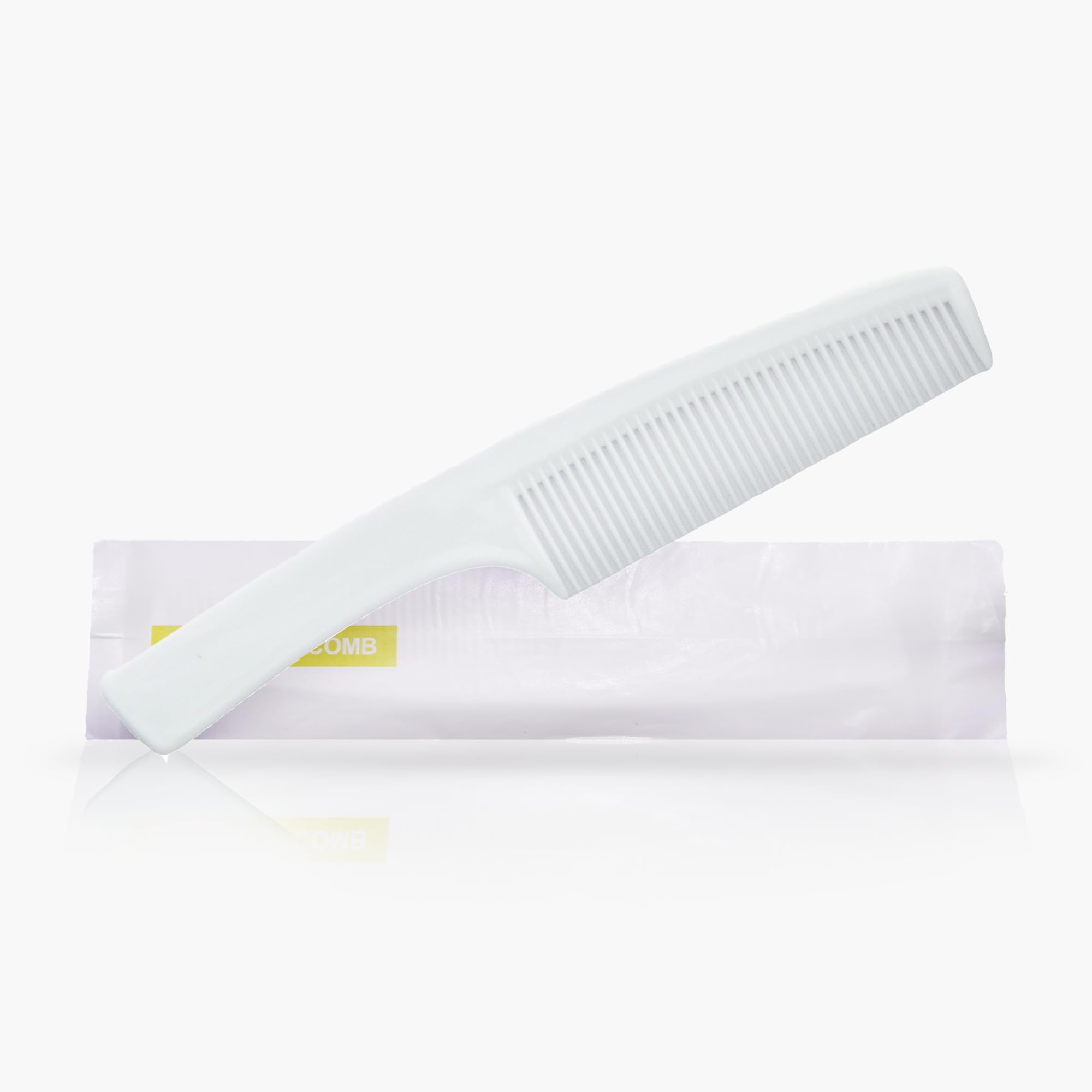 LUXEAURA Hotel Guest White Plastic Comb with Handle Lightweight Packed in White Paper Pouches For Hospitality Kits & Travel Use, (Pack of 25)-image-4