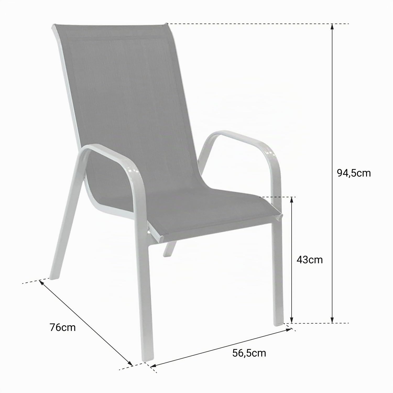 Happy Garden Lot de 4 chaises de Jardin Marbella - Textilène Vert et Aluminium Blanc