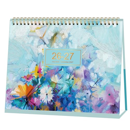 2026-2027 Desk Calendar - Standing Flip Desktop Calendar 2026-2027, JUL 2026 - DEC. 2027, 9.8" x 8.3", Desktop Calendar, Memoranda Lined Pages with Thick Paper, Strong Twin-Wire Binding