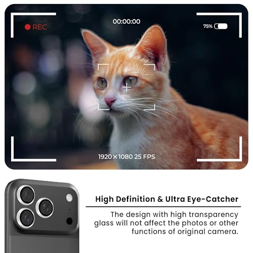Image of ArmourPro Premium Camera Lens Protector Tempered Glass Compatible For iPhone 17 Pro Tough HD Individual Aluminum Alloy Rings 9H Camera Cover, Scratch-Resistant,Camera Lens Protection| Gray