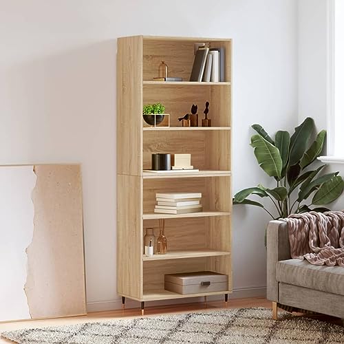 ZQQLVOO Aparador Alto Madera de ingeniería Roble Sonoma 69,5x32,5x180cm, Bufetera, Vitrina, Cómoda, Armario, Alacena, Mueble de Almacenamiento para Sala de Estar o Comedor