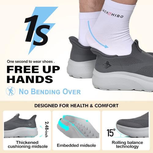 Image of Men Slip in Free up Hands Shoe Wide Toe Box Arch Support Orthopedic Walking