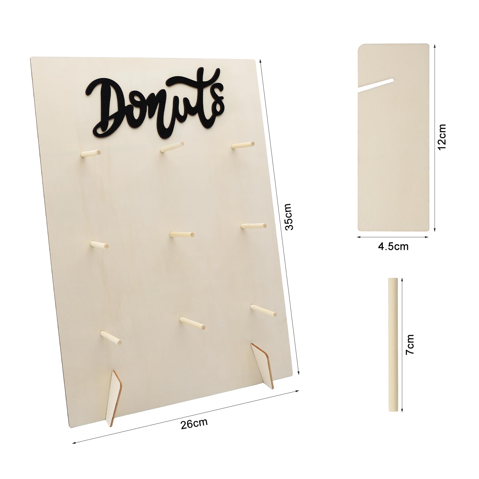 Supporto per ciambelle in legno, riutilizzabile, per matrimoni, compleanni, baby shower, anniversari, pasticceria