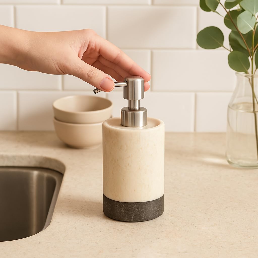 Creative Home Natural Champán mármol, dispensador de jabón líquido, loción Bandas