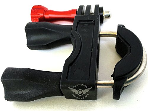 Handlebar Seatpost Camera Mount for Bikes - Motorcycles - Mountain Biking - Ski Pole - with Red Aluminum Thumbscrew to attach Action Sports Cameras by Flight Speed Camera Mounts