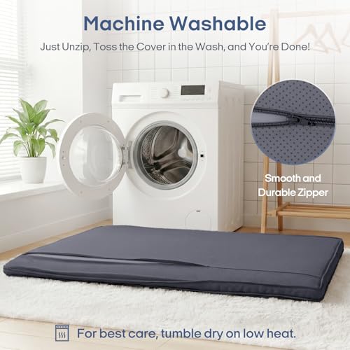 Image of ZonLi Japanese Floor Mattress Futon Mattress Full Size, Thicken Roll Up Tatami Mat Washable Cover, Portable & Foldable Floor Bed Mattress for Sleeping, Dormitory, Adult