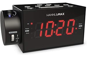 HANNLOMAX Alarm Clock Radio with Projection, 1.2" LED
