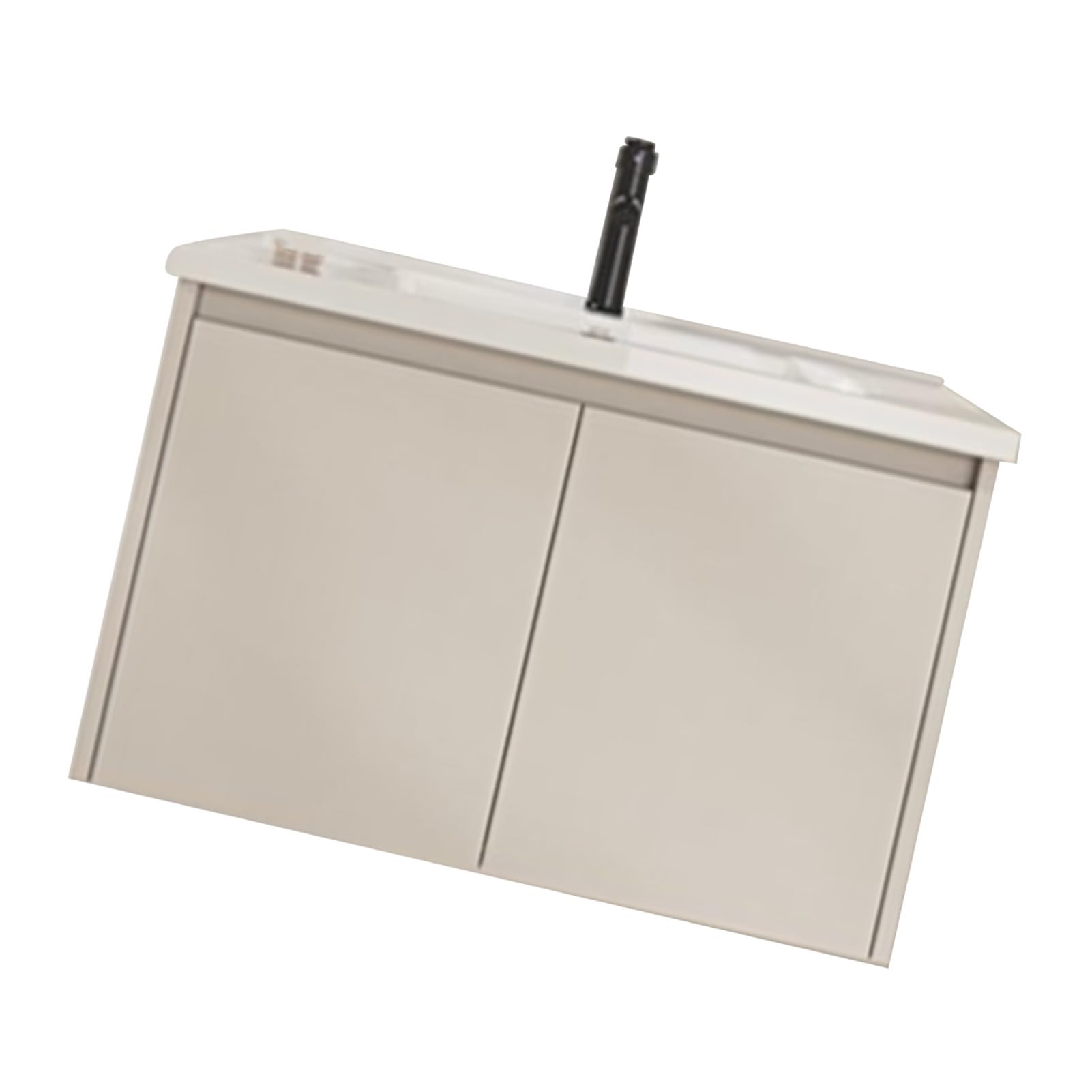 CHICIRIS Elegancka Szafka łazienkowa i Umywalka Nowoczesna Szafka ścienna do Wszechstronnego Wyposażenia łazienki w Kolorze Kremowym z Aluminium i Materiałami Ceramicznymi