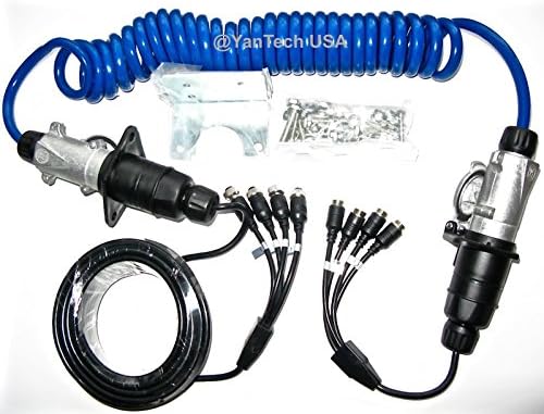 Four Cameras Heavy Duty Weather Resistant Rear View Camera Trailer Cable & Receptacle Set with 7-Contact Plug and Socket (33ft Extended Cable Included. - by YanTech USA