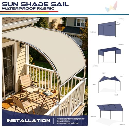 Windscreen4less 16' x 40' Waterproof Sun Shade Sail Straight Edge Outdoor Canopy Cover UV Block for Lawn Patio Backyard Garden Deck Pergola (Beige) - 4