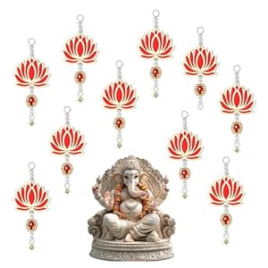10 Pcs Lotus Backdrop Hangings for Decoration Indian,Indian Pooja Decorations for Home,Navratri,Ganesh Pooja,Puja,Hindu,Shubh Labh,Wedding,Diwali Decorations,Garlands Diwali Floral Wall Decor