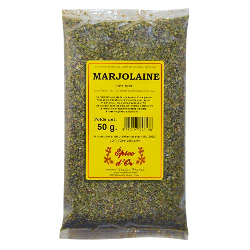 Epice d'or - Marjolaine Entière 50g - Epice d'Or, Feuilles 100% Naturelles, Sans Colorant, Sans Additifs, Sans Arôme Artificiel, Sans Conservateur