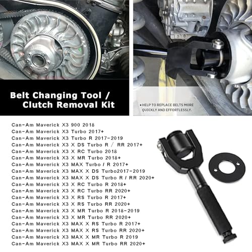 Image of UTV X3 Belt Changing Tool Clutch Removal Kit for 2017-2023 Can Am Maverick X3 Max Turbo R RR,fits 64 inch-72 inch Wheel Base Width-Black