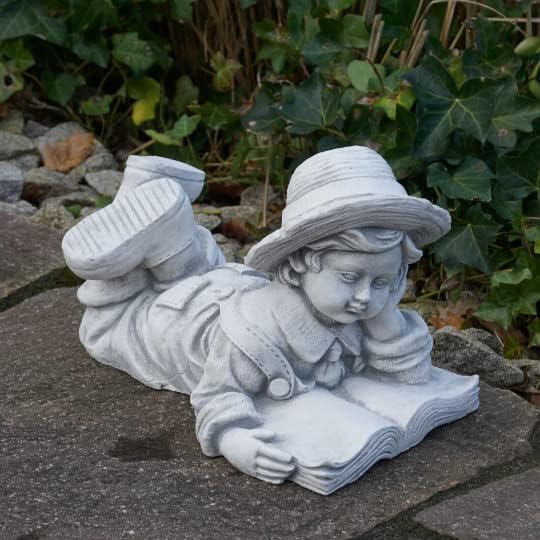 Reading Girl Statue Concrete Girl Sculpture Children Garden Figure Kid Backyard Decorations Happy Reading Girl Figurine