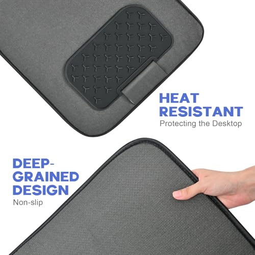 KINGRACK Ironing Mat, Iron Padding with Silicone Iron Rest for Steam on Tabletop or Bed, Heat Resistant, Portable, Quilting & Travel Blanket, Black - Image 3