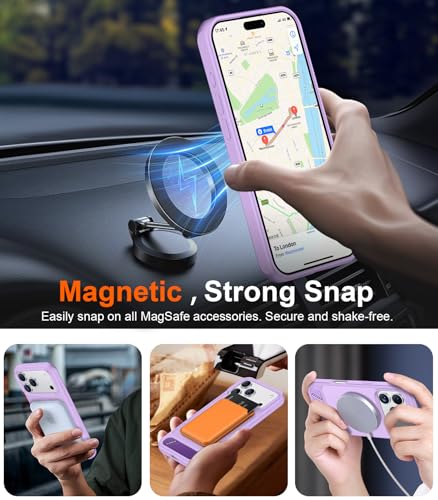 Image of Designed for iPhone 17 Pro Max Case, [Built-in Invisible Kickstand][Compatible with MagSafe][Military Grade Shockproof] Slim Translucent Matte Phone Case 6.9 inch (Light Purple)