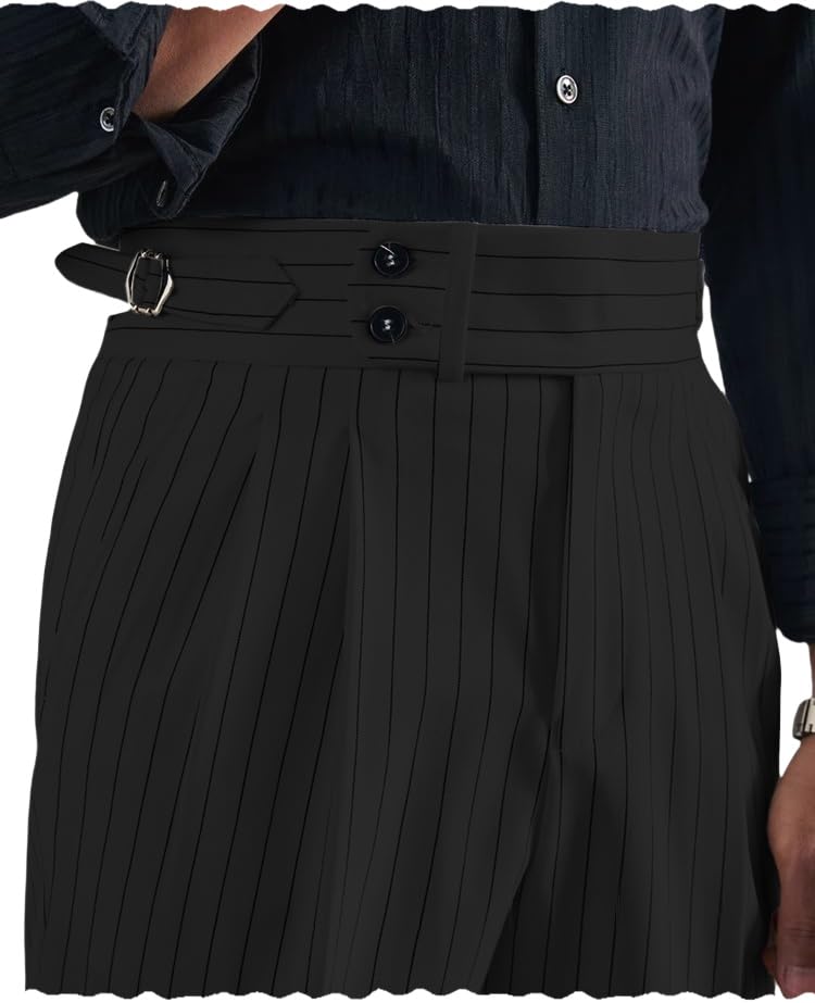 Men's Striped Pants Casual Retro Formal Classic Fit Dress Pants Versatile Italian Trousers