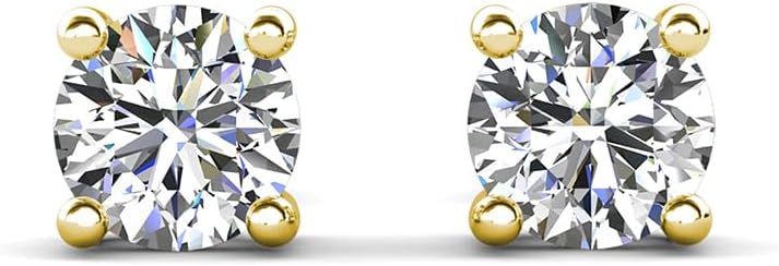 Cate & Chloe Mia Diamond-Simulated White Gold Stud Earrings, CZ Stud Earrings, Round CZ Studs, Crystal Earrings, Classic Studs, Best Earrings for Women, Gift for Her on Christmas, Anniversary