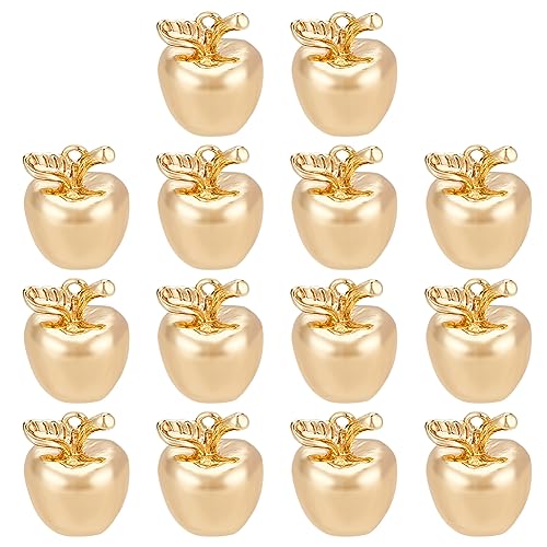 BENECREAT 14Pcs 18K Real Gold Plated Apple Charms
