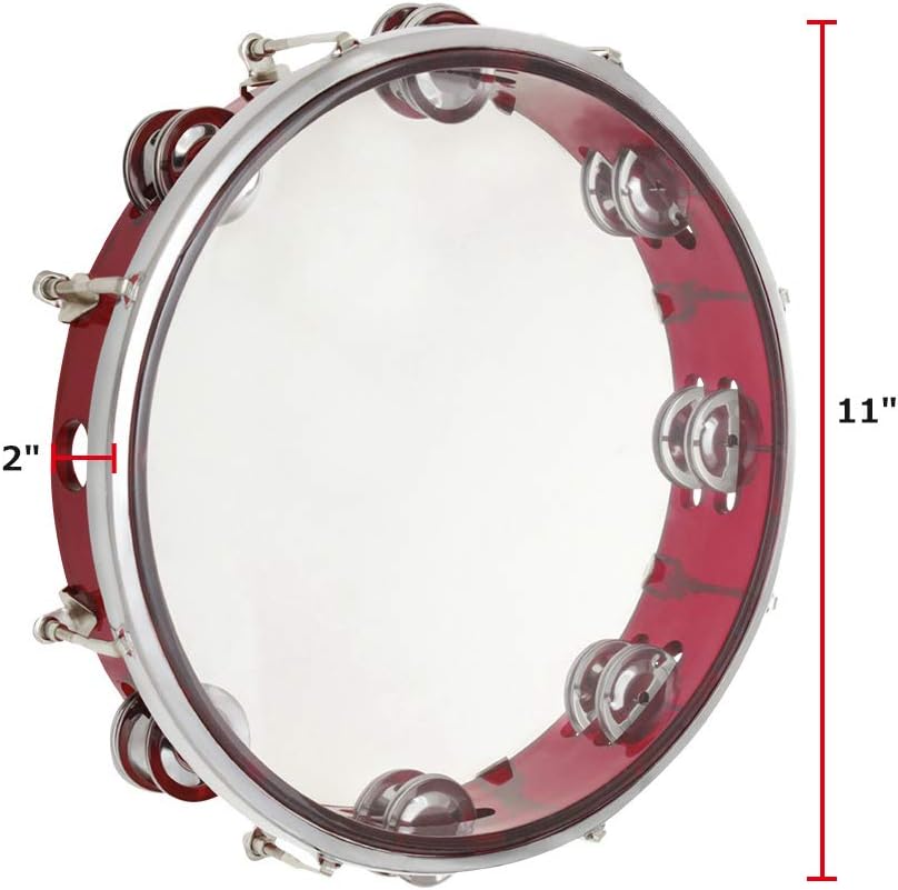 ENNBOM Tambourine Adjustable Tone Hand Drum Double Row Metal Jingles Hand Bell Performance Level Handheld Percussion (Blue) : Musical Instruments