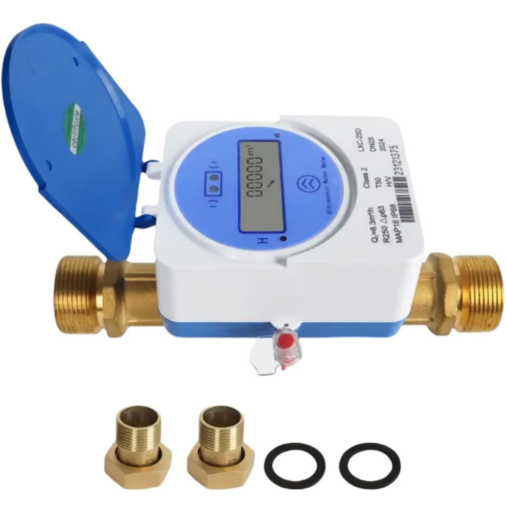 Tuya Zigbee Smart Kaltwasserzähler IP68, Wasserdurchflussmesser mit Zubehör für Garten & Haus (25mm)