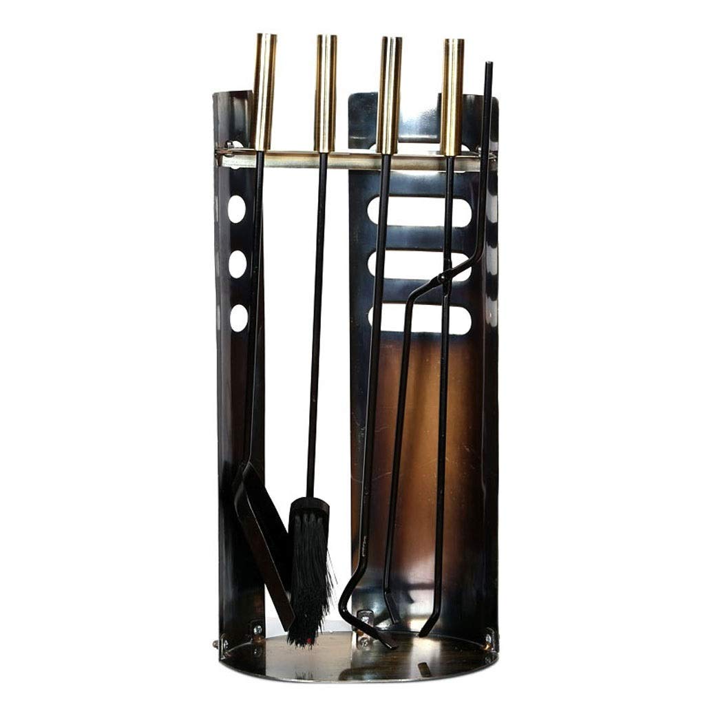 Set di Attrezzi per caminetto 5 Pezzi Utensili per caminetto durevoli in Ferro battuto, caminetti da Esterno per Interni Set di Strumenti per focolare con piedistallo Supporto per