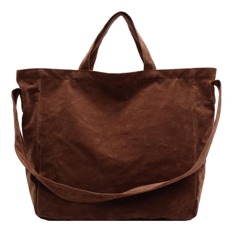 Vintage Suede Tote Bag for Women Bucket Shoulder Underarm Purse Soft Textured Crossbody Handbag Casual Versatile Style