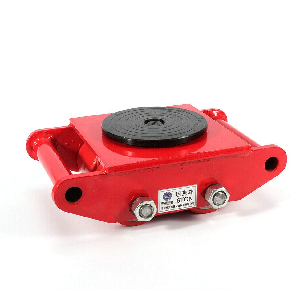 DNYSYSJ 6T 13200lbs Machinery Roller Dolly Skate Mover Heavy Duty Roller Trolley for Cargo 360° Rotation Cap Red (Red)
