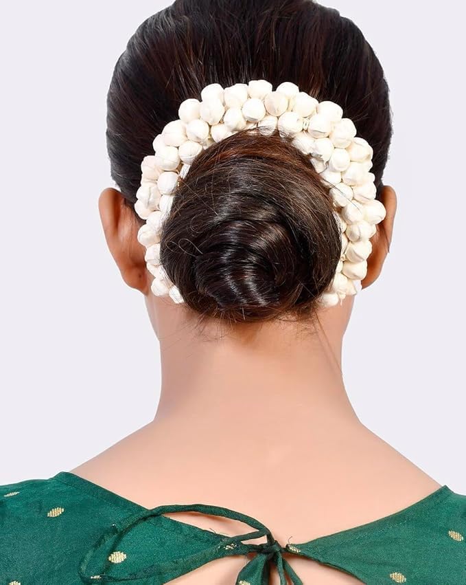 Image of Artificial Jasmine Mogra Flower Hair Gajra Garland Juda Decoration Phool Gazra Hair Accessory for Girls & Women - White