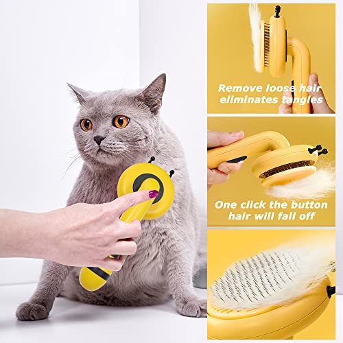 Cat Brushes For Indoor Shedding Long Cats, Self Cleaning Slicker Brush For Short Haired Cat, Pets Grooming Tool For Dogs Remove #TOP1