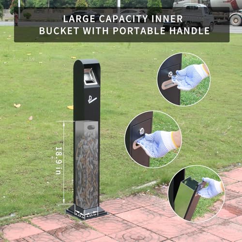 Caneca de basura negra de metal rectangular 5.5 litros miniatura 6