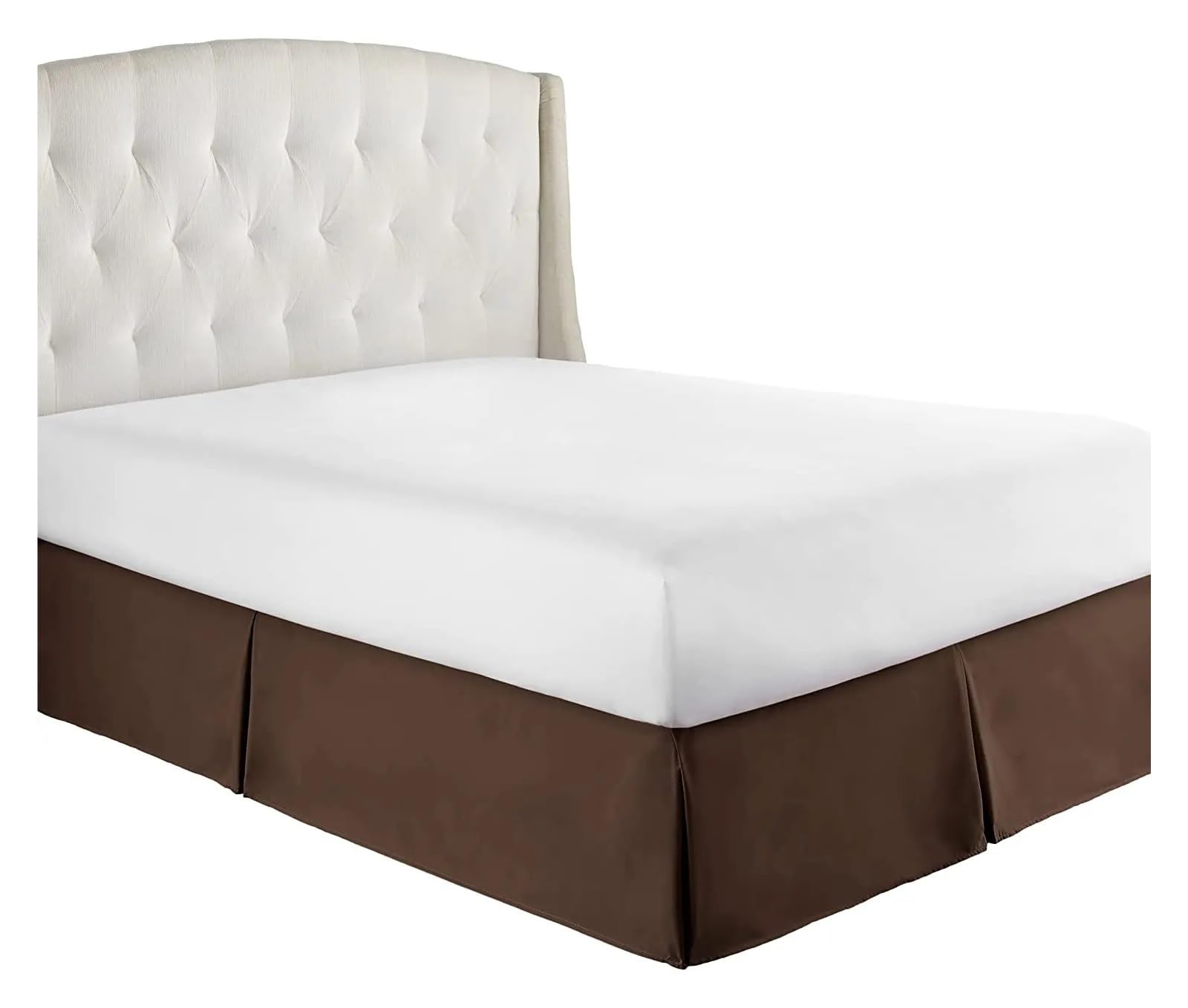 Mantovana giroletto Plissé Morbido e Confortevole Tessuto Antipiega, Altezza 38,1 cm, Elegante Marrone, Per Letti 140x200x35 cm, Perfetto per Arredamento Casa