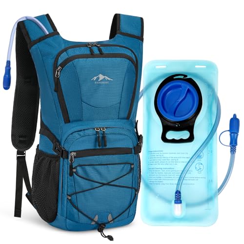 AINSMORE Mochila de Hidratación con 2L Bolsa de Agua 15L Mochila Bicicleta | Mochila Hidratacion Impermeable Reflectantes Ligero Mochila MTB para Running/Ciclismo/Senderismo/Moto Enduro, Hombre Mujer