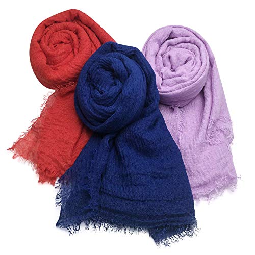 MANSHU 3 PCS Women Soft Scarf Shawl Long Scarf.