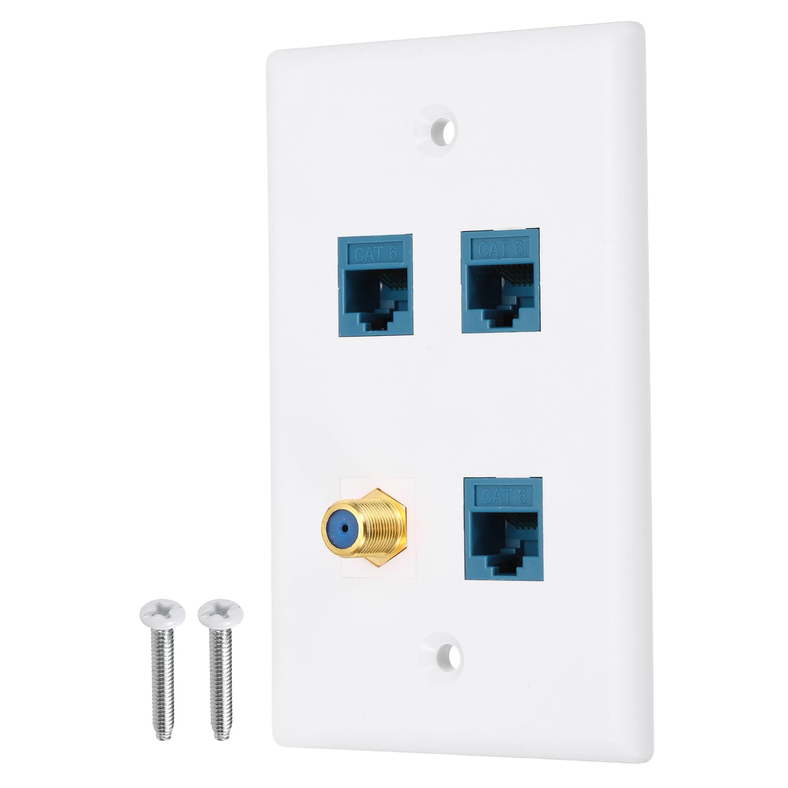 Plaque murale Cat 6 triple RJ45 et prise TV Fiche F pour connexion stable - 7