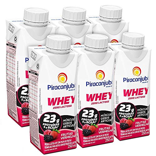 Kit Piracanjuba Whey Zero Lactose Frutas Vermelhas 6x250ml
