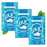 PUR Mints | Aspartame Free Breath Mints | Made with Xylitol | Sugar Free, Vegan, Gluten Free | Natural Peppermint Flavor | 65 Pieces in Re-Sealable pouch (Pack of 3)