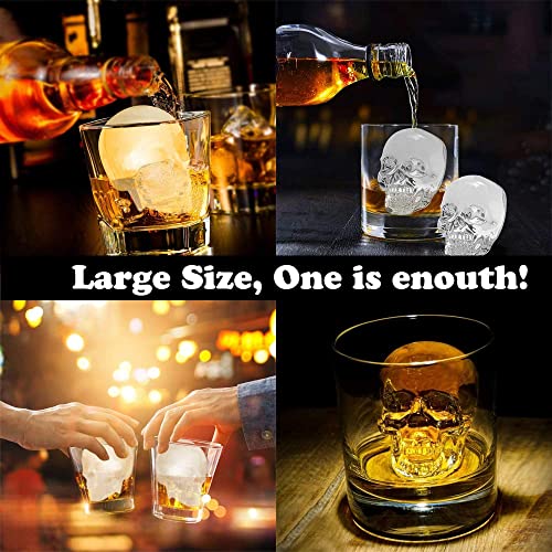 Giant Skull Ice Cube Mold Trays, 2 Packs Easy Release Silicone Whiskey Ice Ball Maker Molds For Freezer, Halloween, Parties,Christmas #TOP2