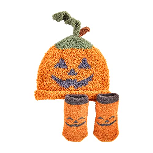Mud Pie Unisex Kid's Halloween Chenille Hat Set, Orange