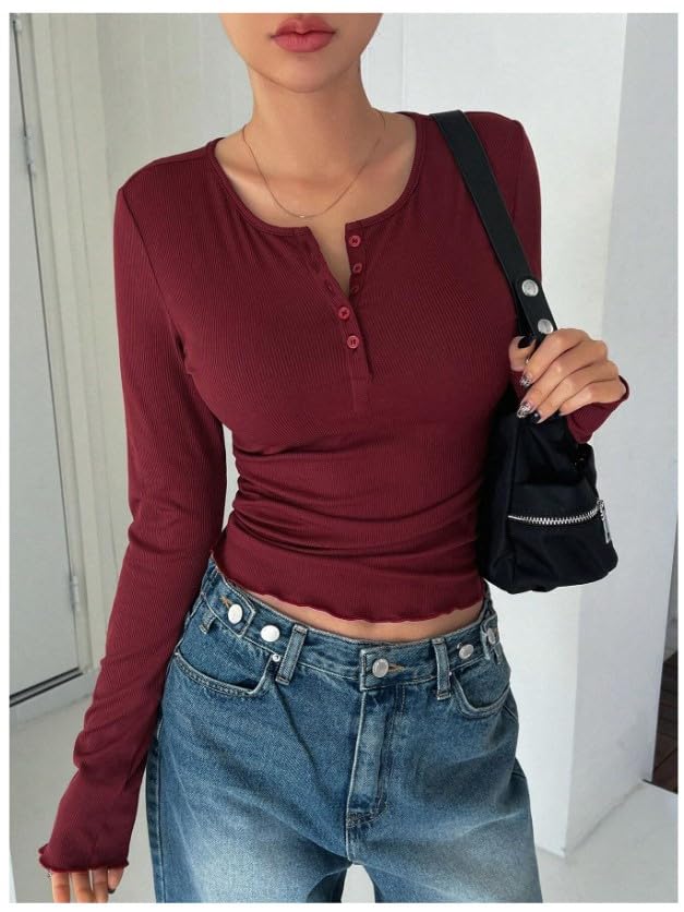 Image of JC JUMMY COUTUREWomen's Quarter Button Full Sleeve Shirt - Stylish & Versatile Tops PP