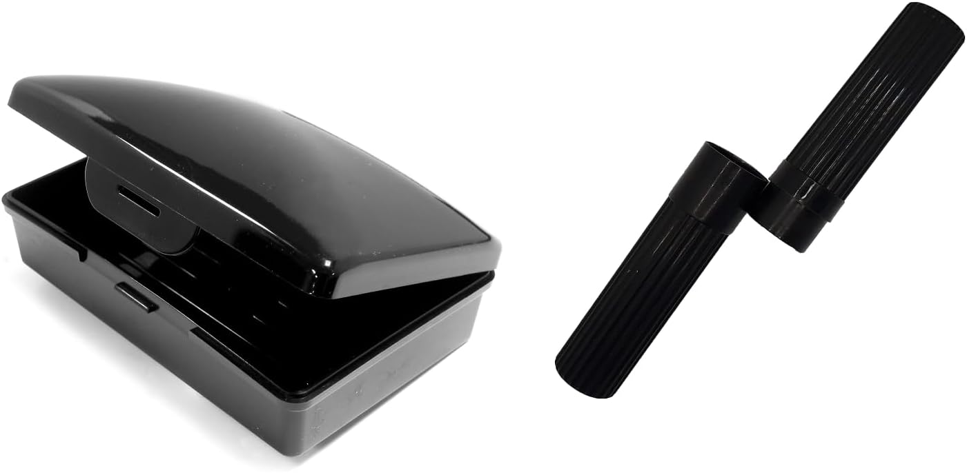 American Comb Black Toothbrush Covers & Soap Box Set - Matching Colors - Tooth Brush Cover Cap, Soap Dish Travel, Soap Dish Holder Travel - Plastic Portable Set with Cover