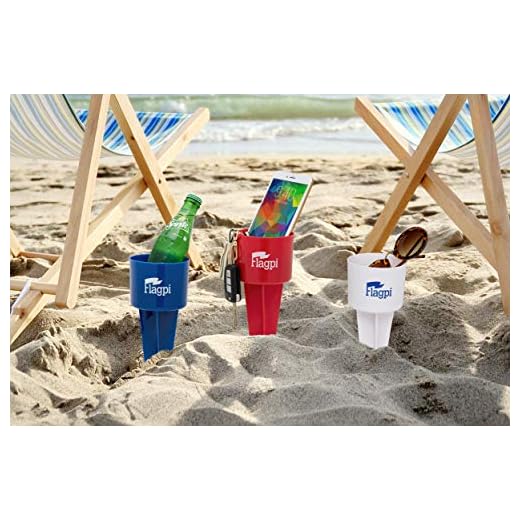 ANR Beach Cup Holders - Set of 3 - Multifunction Beach Sand Cup Holder Holder for Beverage Phone Sunglasses Sunscreen Key - 8" Tall Cup Holder - Assorted Colors - 3 Pack
